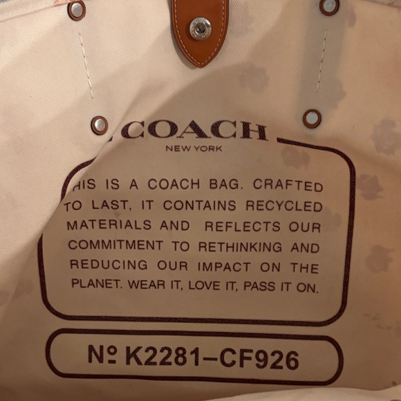 Coach Cream Tote with Brown Accents - Picture 2 of 9